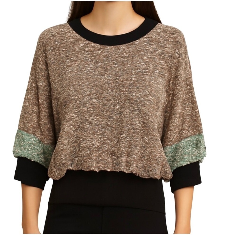 By Malene Birger Ansulta Sweater S Brown Green Colorblock Dolman Sleeve Sweater